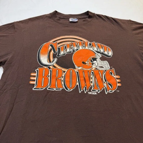 Cleveland Browns Trench T-Shirt Mens XL NFL Football Graphic Tee VINTAGE 1990's - Picture 2 of 14
